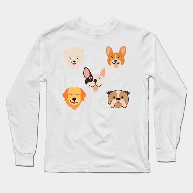 colorful dog faces design Long Sleeve T-Shirt by Artistic_st